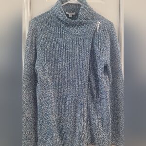 Women's Isaac Mizrahi Blue High Neck Sweater.